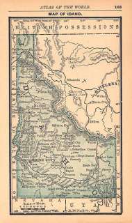USA: IDAHO. Antique Map. Colored. Alden. c1888  