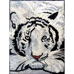    Gorgeous White Tiger Marble Mosaic Wall Art Tile: Home Improvement