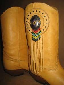   Yellow Leather Rare Cowboy Boots Rainbow Dream Catcher 8 M  