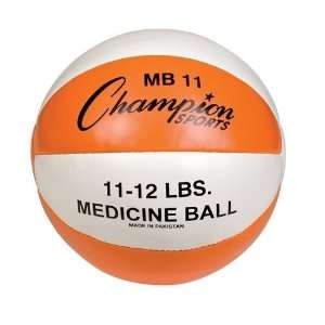   Sports 11 lb Leather Medicine Ball   Orange & White: Sports & Outdoors