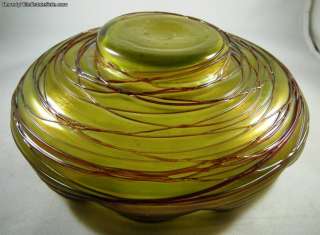 Loetz Iridescent Threaded Glass Bowl  