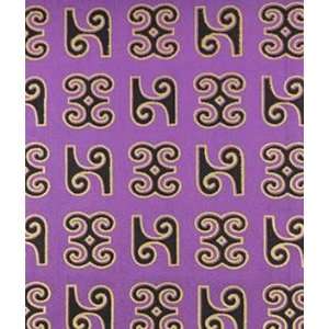  African Fancy Print Symbols On Purple Fabric Arts, Crafts 