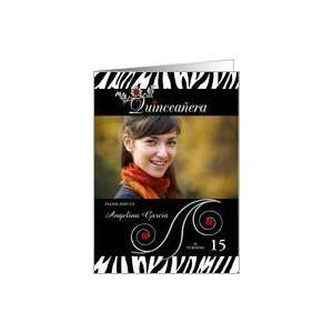  Quinceanera Photo Card Invitation in Zebra Print Card 