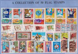 50 FLAGS THEMATIC STAMPS   ALL DIFFERENT & GENUINE  