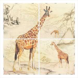  Lacquer African Plains Safari Giraffe Wall Art Mural: Home 