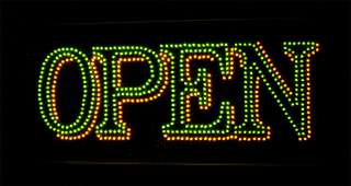 SUPER BRIGHT ANIMATED Green & Yellow LED OPEN SIGN G/Y  