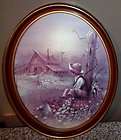 Vintage homco Oval Picture Frame Country print boy at Cabin Floral 
