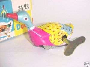  ! China 60s Wind up Tin Toy Cute Swimming Duck with box  