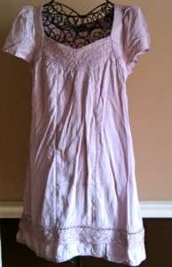 NWT  MONORENO SHORT SLEEVED LAVENDER CROCHET LACE TRIMMED PEASANT 