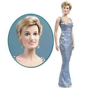  Princess Diana Vinyl Portrait Doll   Blue Beaded Silk Gown 