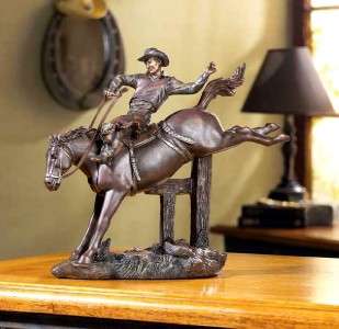 Western American Cowboy Wild Bucking Horse Rodeo Rider Figurine Old 