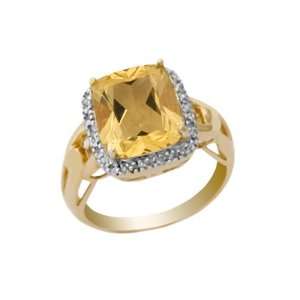 10k Yellow Gold Citrine and Diamond Ring (.06 cttw, H I Color I2 I3 
