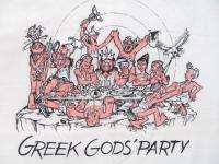 vintage UNWORN GREEK GODS PARTY CARTOON 80s retro t shirt L  