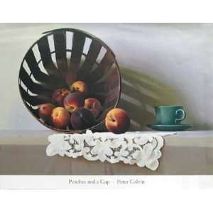     Peaches a Cup   Artist Peter Colvin   Poster Size 28 X 22 inches