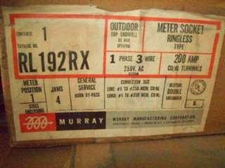 MURRAY 200A 1 Phase 3 wire Ringless Meter Socket 4 Jaw  