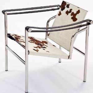 Lexington Modern Le Corbusier Style LC1 Chaise, Genuine Brown/White 