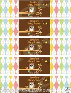   Water Bottle Label Wrappers WHOO LOVES YOU OWL baby shower birthday