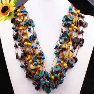 Wholesale 10PCS Coconut Shell Beads Necklace 26L 3 row  