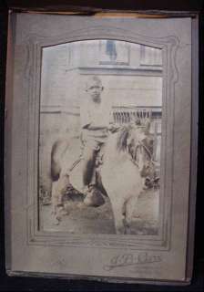 Black Americana Photo Young Boy On Pony In Play Clothes  