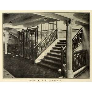  1909 Print Cunard Line RMS Lusitania Elevator British 