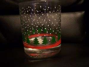   ROCK SHARPE ~ Christmas Trees with Snow ~ Double Old Fashioned Glass 4