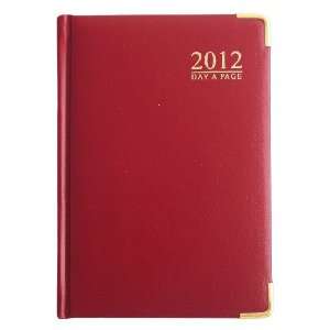  2012 A6 Day A Page Diary Padded Gilt Corner   Red