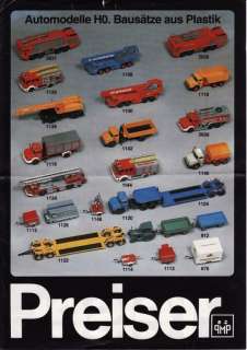 Preiser 1/87 HO Scale Truck Plastic Kit Model Catalogue  