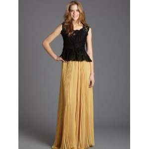  Von Vonni Long Pleated Skirt / Gold  RaVon sz Large 