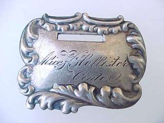 Lovely Antique Sterling Silver Whiting Luggage Tag  
