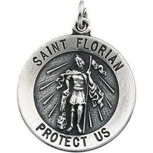  Sterling Silver St. Florian Medal 14.75mm: Jewelry