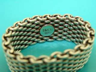 100% Genuine ~ Tiffany & Co Sterling Silver 925 Mesh Ring Band Size 
