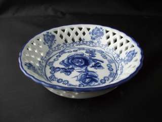 Home & Garden Party Handcrafted Blue Floral Bowl  