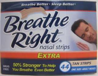 Breathe Right Nasal Strips Extra 50% Stronger Adult Size 44 Tan Large 