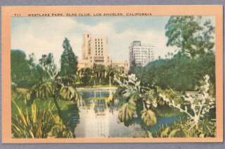 Westlake Park Elks Club Los Angeles CA 1930 45 linen  