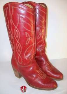   HOUSE GENUINE LEATHER RED COWBOY COWGIRL BOOTS WESTERN Size7 B  