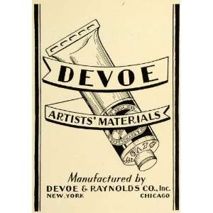  1929 Ad Devoe Raynolds Art Supplies Artist Materials 