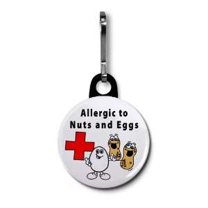 ALLERGIC to NUTS and EGGS Medical Alert 1 inch Black Zipper Pull Charm