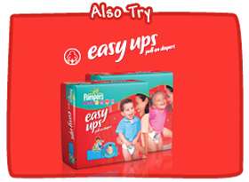 Pampers Easy Ups, a premium pull on diaper for toddlers showing