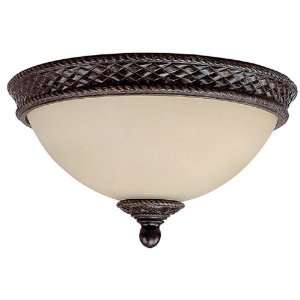 Chatham Two Light Flush Mount in Weather Brown Size 7 H x 13 W x 13 
