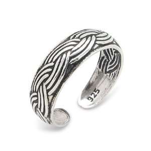 Braided Rope Twist Antiqued Sterling Silver Toe Ring