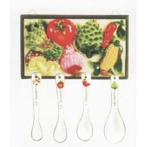 MIXED VEGGIES Wall Plaque with Measuring Spoon Set *NEW*!:  