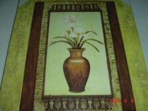PAINTING FLOWERS ANTIQUE VASE FRAME WOOD PLAQUE NEW  