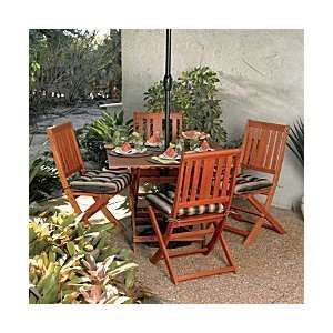  Eucalyptus Square Folding Table and 4 Armless Folding Chairs 