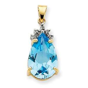   Blue Topaz & Diamond Pendant Diamond quality A (I2 clarity, I J color