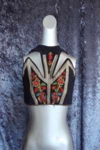 vintage ANTIQUE VICTORIan ETHNIC costume EmbrOIDERED florals bodice 