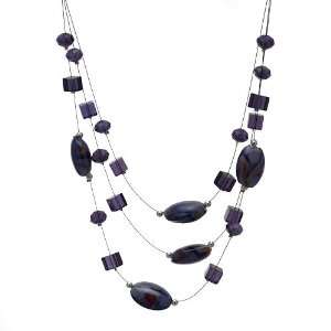 Purple Rain Black Wire Multi Coloured Necklace