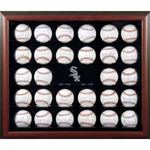  Brown Framed MLB 30 Ball White Sox Logo Display Case 