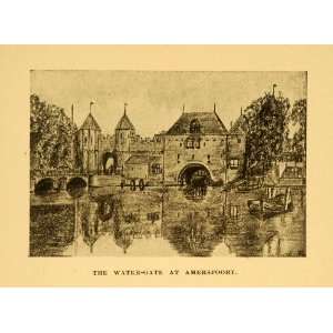  1908 Print Netherlands Holland Water Gate Amersfoort 