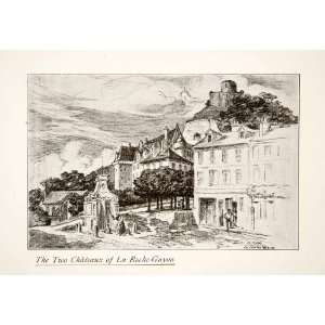 1925 Print Roche Guyon Normandy France Medieval Chateau 