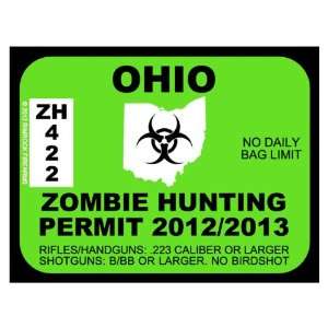  OHIO Zombie Hunting Permit 2012 (Bumper Sticker 